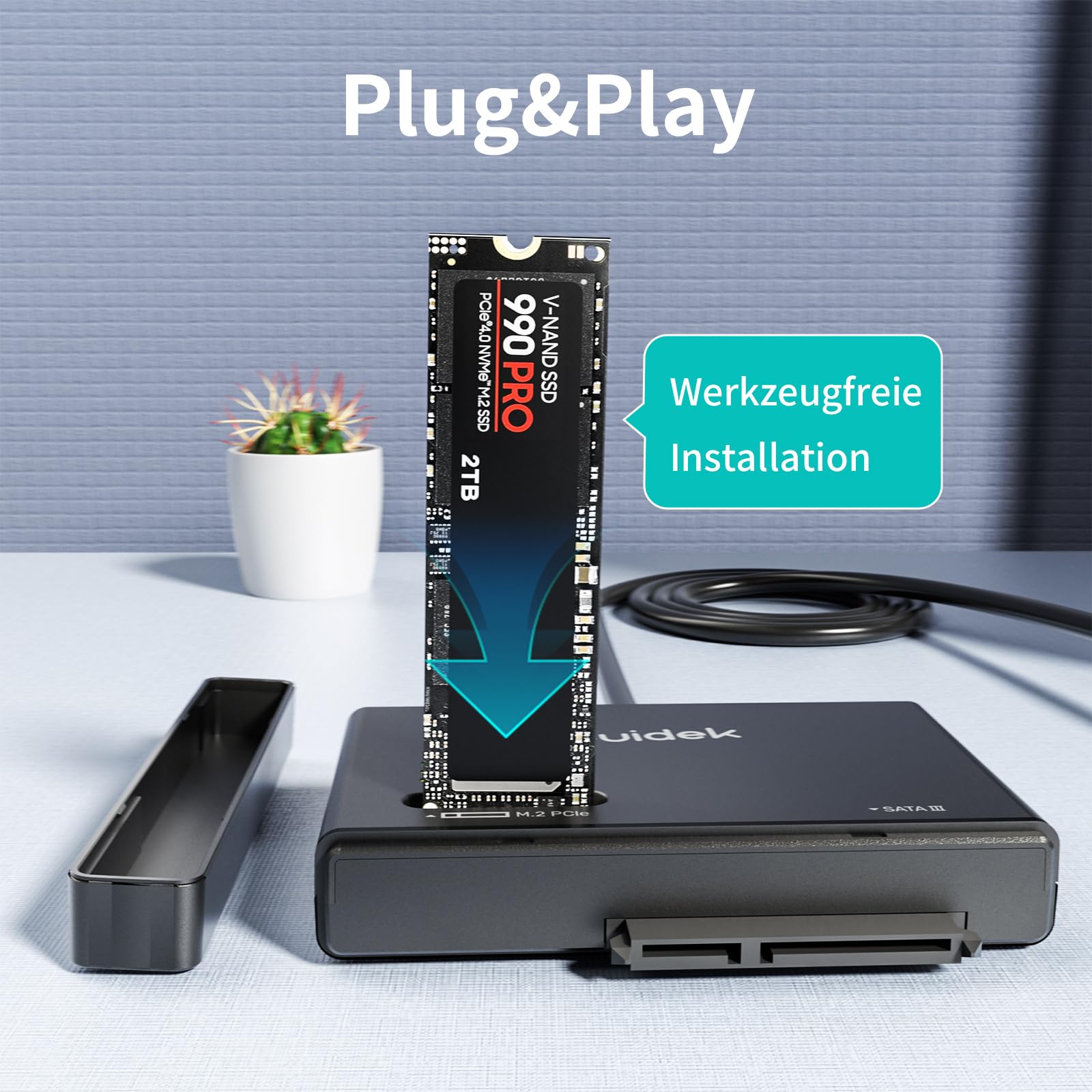 SUIDEK M.2 NVMe USB Adapter, USB-C 3.0 auf M.2 und SATA Festplattenleser 5