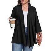 OLRIK Women's Plus Size 3/4 Sleeves Lightweight Cardigan 2026 Spring Open Front Shrugs