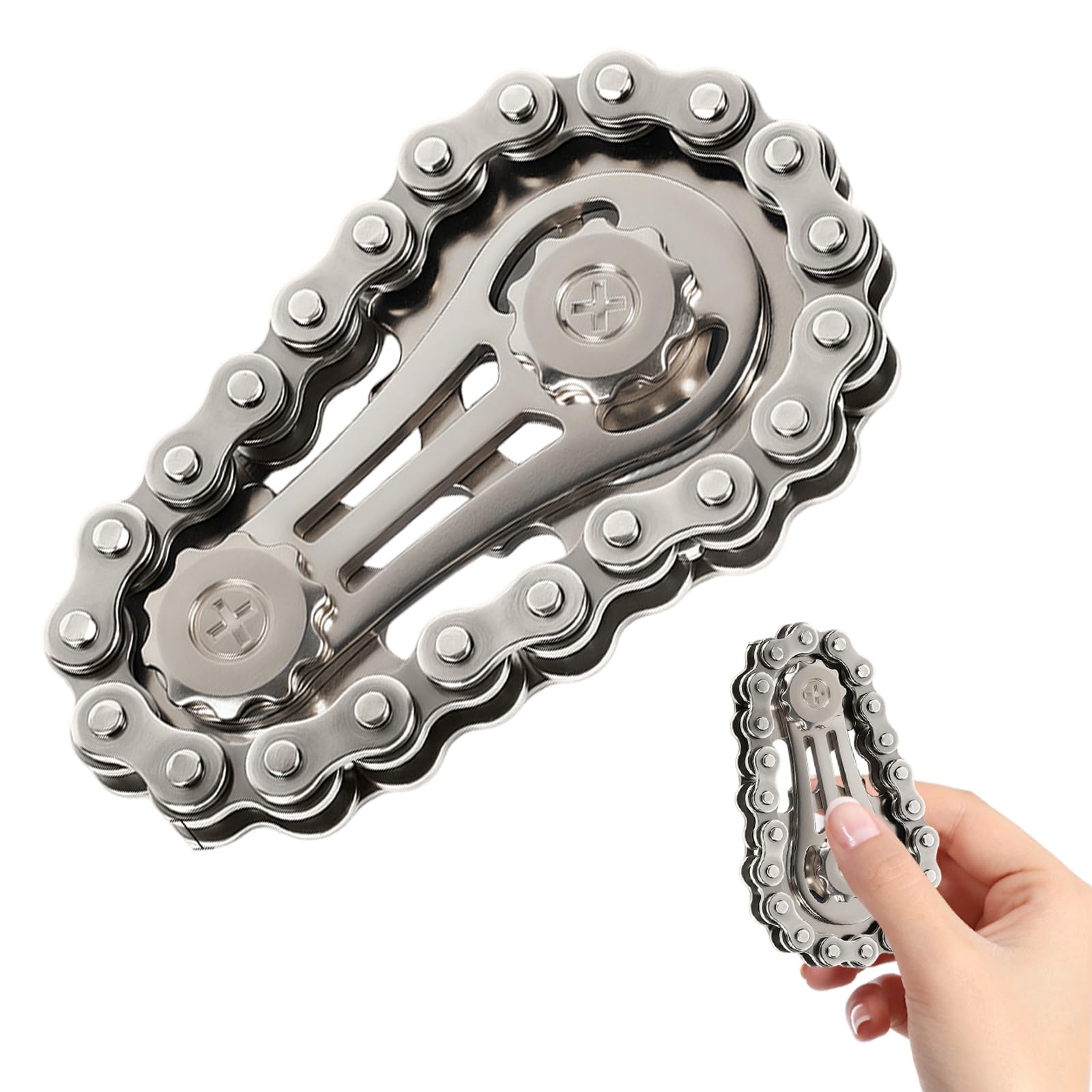 SiumPklay Bike Chain Fidget Toy Metal Finger Gyroscope Stress Reliever Sensory Toy for Kids Adults