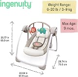 Ingenuity Soothe n Delight 6-Speed Portable Baby Swing with Music Toy Bar view 9