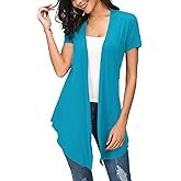 Urban CoCo Womens Open Front Short Sleeve Cardigans for Women Lightweight Summer Drape Cardigan Vest