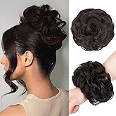 FAYDERS 1PCS Messy Bun Hair Piece Wavy Curly Thick Updo Hairpiece Synthetic Chignon Hair Bun Scrunchies Extension for Women