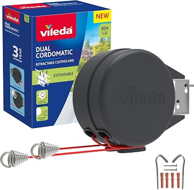 Vileda Dual Cordomatic 30m Retractable Washing Line Garden Indoor Outdoor