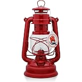 Feuerhand Outdoor Kerosene Fuel Lantern, German Made Weather Resistant Baby Special 276 Galvanized Hurricane Lamp for Camping or Patio, 10 Inches, Ruby Red