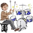 Upgraded Toddler Drum Set for Boys Ages 3-5 - Kids Jazz Kit With Bass Drum, 5 Drums Music Toy - Gifts for 3 4 5 6 Year Old Boys Girls