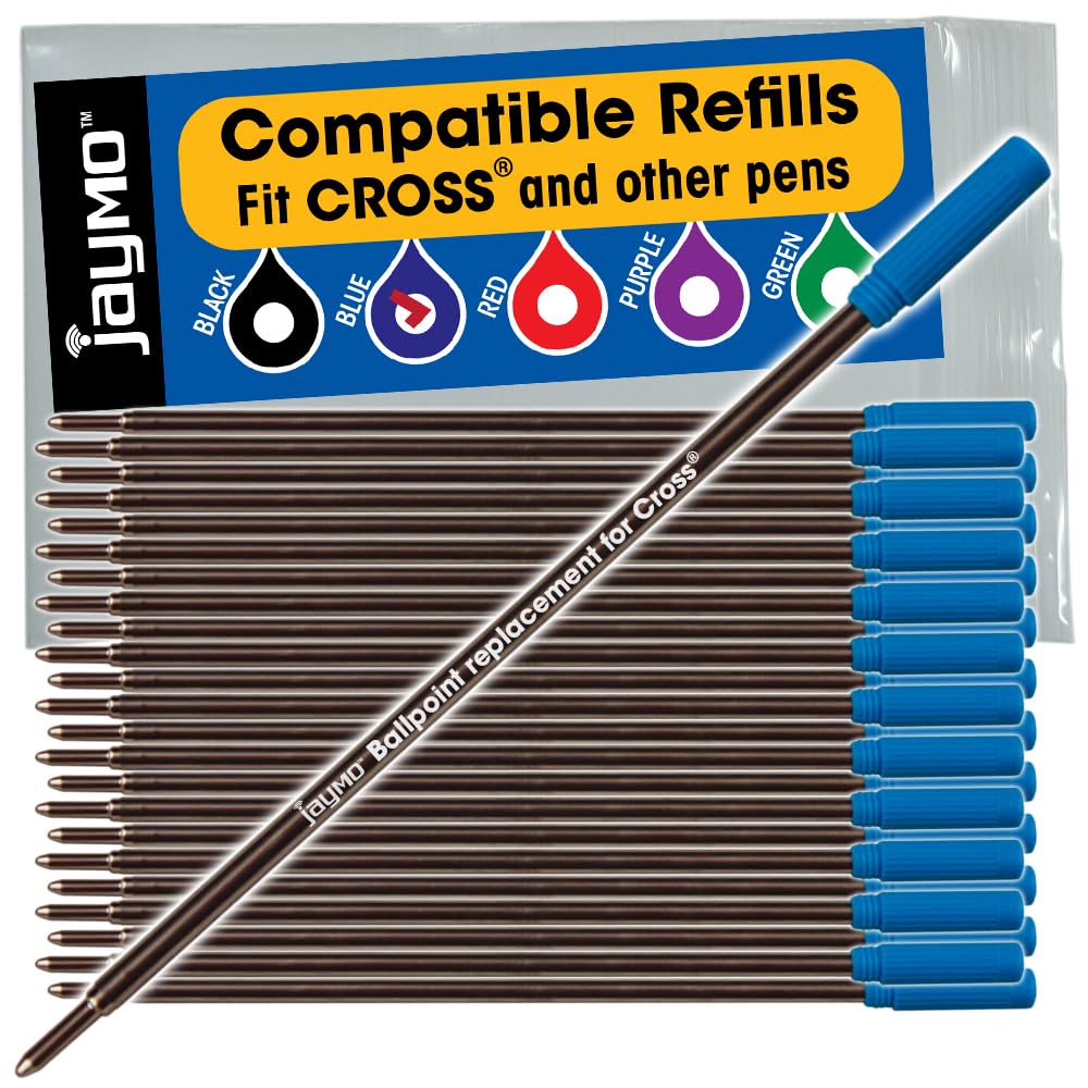 Jaymo Replacement for Cross 8511 - Measures 4.563 in / 116 mm Long - Ballpoint Pen Refill - 24 Blue โ image 1