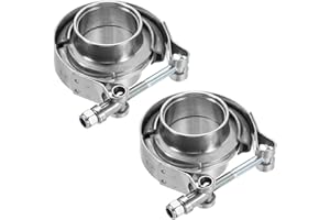 HARFINGTON V Band Clamp with Flange 1.5 Inch 304 Stainless Steel Male Female V-Band Exhaust Clamp Flange Kit for Auto, Silver