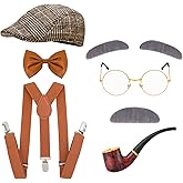 fulasiteu 100 Days of School Costume for Boys – Kids Old Man Grandpa Vest Set with Hat and Glasses for Holloween