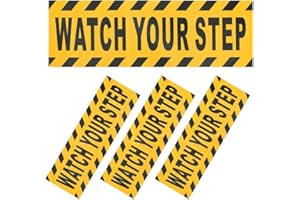 TOVINANNA 4Pcs Watch Your Step Anti-Slip Floor Tape Safety Warning Stickers 30X10Cm Black Yellow Adhesive