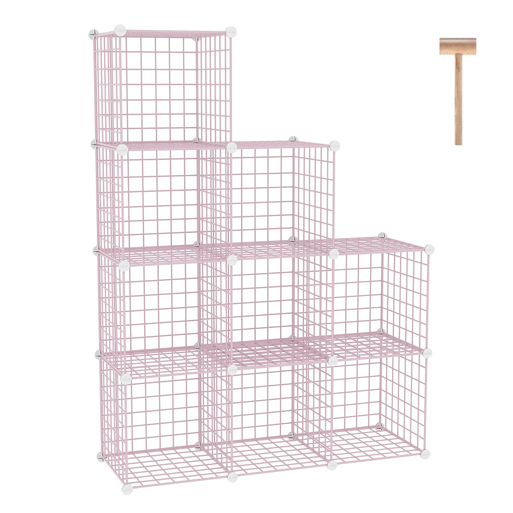Photo 1 of C&AHOME Wire Cube Storage, 9 - Cube Organizer Metal C Grids, Modular Shelves Units, Closet Organizer, Ideal for Home, Office, Living Room, 36.6”L x 12.4”W x 48.4”H, Pink UWCS3009P