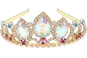 Vinjewelry Princess Crown Halloween Cosplay Hair Accessories Girls Tiara Bridal Wedding Crystal Hair Band Tiara Pageant Tiara Birthday Gifts