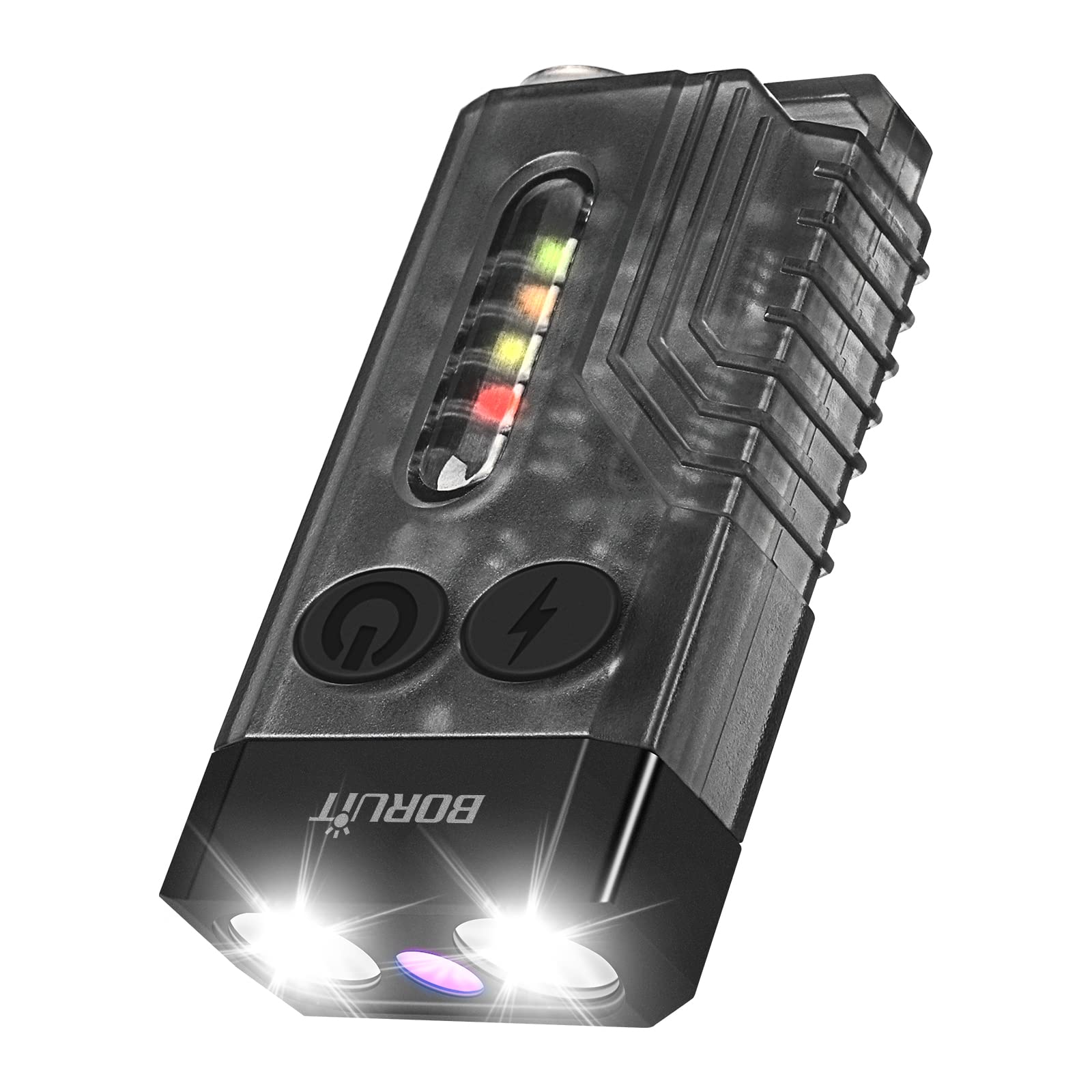 BORUIT V10 Small Powerful Torch Led Super Bright 1000 Lumen with 365nm UV Black Light - USB C Rechargeable Keychain Torches with COB Side Light, Buzzer, Magnet- 12 Modes, IPX4 Mini Pocket Flashlight