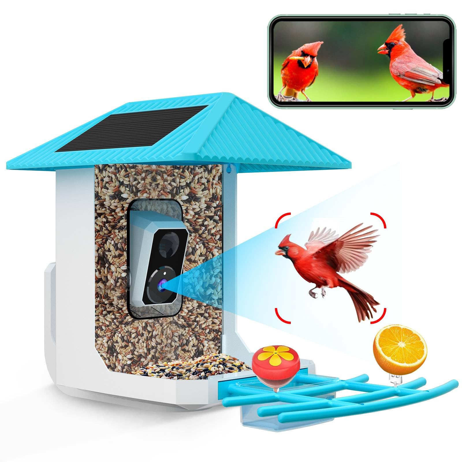 Photo 1 of Uniter® 2.5K Smart Bird Feeder with Camera, Solar Video Birds Feeder with AI Identify Birds Species, Live View, Capture Bird Video, 2.5L Large-Capacity,Instant Arrival Alerts,Ideal Gift for Birdlover