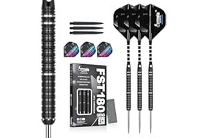 Formula Sports 90% Tungsten Darts Set - 21g, 22g, 23g, 24g - Black Darts Metal Tip Set, Steel Tip Darts Sets with Dart Shaf, 