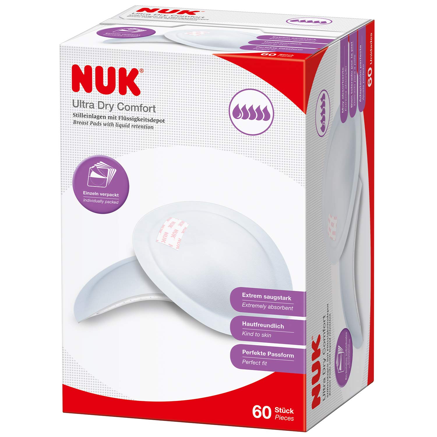 NUK 10252081 Ultra Dry Comfort Stilleinlagen (extrem saugstark, perfekte Passform, hautfreundlich) 60er Packung