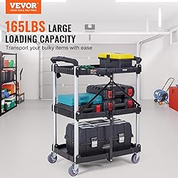 VEVOR Foldable Utility Service Cart, 165LBS 3 Shelf
