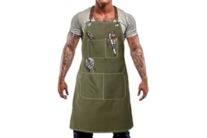 carrotez Durable Goods - Heavy Duty Canvas Work Apron [2nd Generation] Adjustable Apron with Pockets, M-XXL