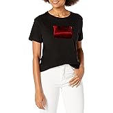Armani Exchange Women's Shiny Box Logo Tee, Black, Medium
