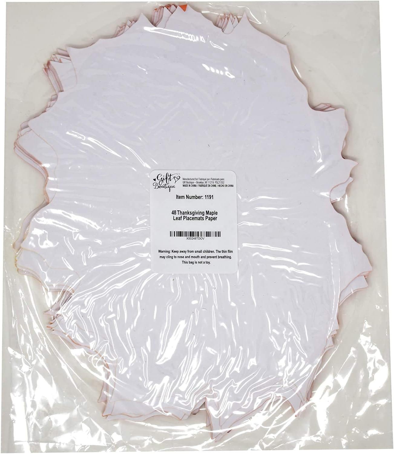 Paper Harvest Leaf Placemats 48 Pack Orange Color Thanksgiving Autumn Maple Leaves Shaped Chargers Place Mats 12" x 16" Fall Turkey Crafts Dinner Party Table Decorations by Gift Boutique: Kitchen & Dining