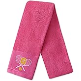 CybGene Embroidered Tennis Towel, Funny Tennis Gift for Men, Women & Tennis Lovers, Soft & Absorbent, Hot Pink