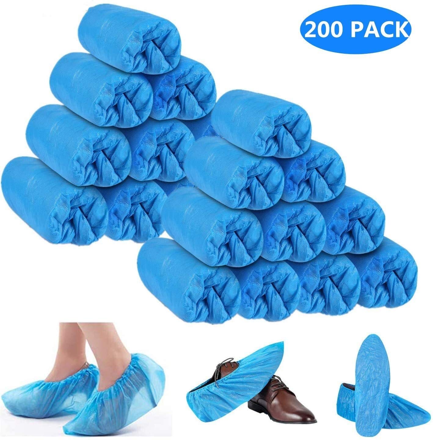 blue plastic shoe covers
