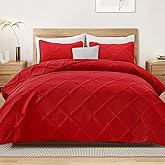 Exclusivo Mezcla King Quilt Set- Red Quilts Bedding Set with 2 Pillow Shams, Modern King Bedspread with Striped Pattern, Soft Lightweight Bedspreads Coverlets for All Seasons