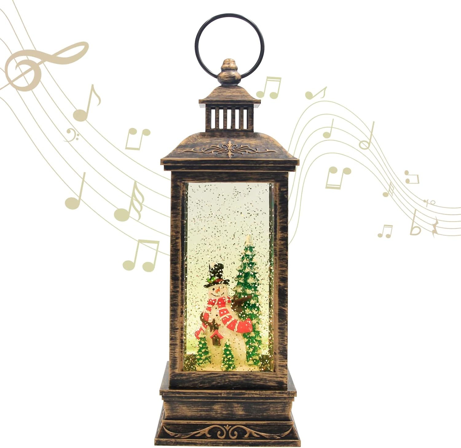 Snow Globes - Christmas Decorations Snow Globe Lantern, 6H Timer Musical Box Including 8 Songs, USB Powered or Battery Operated, Home Decoration with LED for Xmas Decorative Lamp Festival Ornament and Gift
