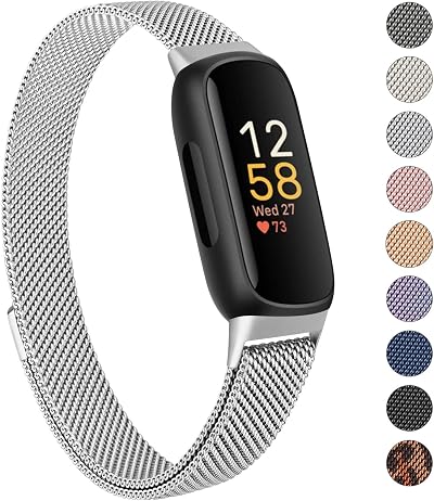Vancle Stainless Steel Mesh Loop Strap for Fitbit Inspire 3 Silver