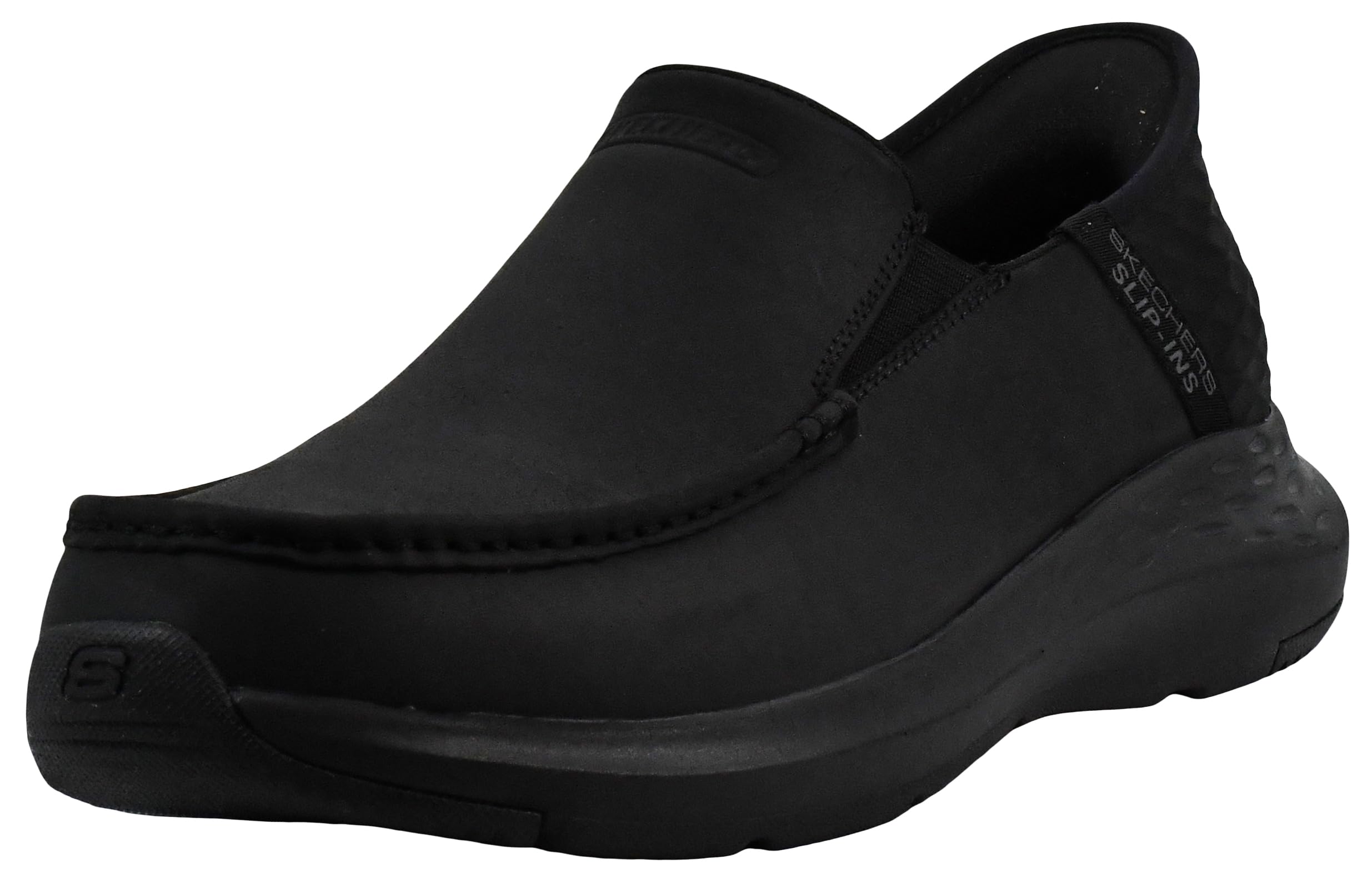 Skechers Men's Parson-Oswin Slip-in Moccasin, Black/Black, 8.5 XW US Image