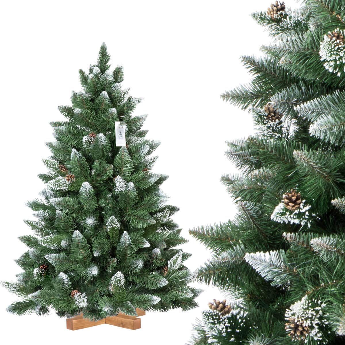 FairyTrees artificial Christmas tree PINE, natural snowed, PVC material
