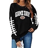 LHBNK Game Day Sweatshirts for Women Football Sweatshirts Funny Football Graphic Crewneck Long Sleeve Pullover Tops