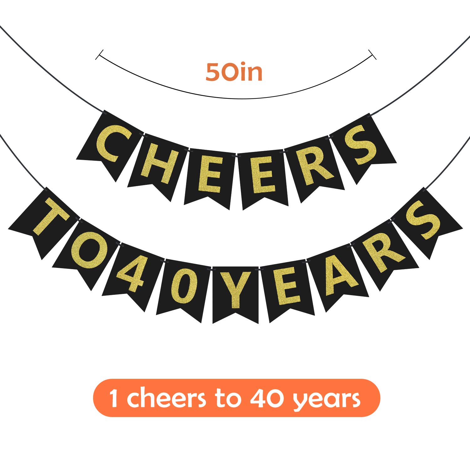 ZukoCert 40th Birthday Decorations Kit Gold Glittery Cheers to 40 Years Banner,6 Pcs Paper Pom Poms,20 Pcs Balloons,12 Pcs Sparkling Hanging Swirl Celebrate for 40th Anniversary Decorations Party Supplies