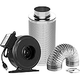 VIVOSUN Air Filtration Kit: 4 Inch 203 CFM Inline Fan, 4'' Carbon Filter and 8 Feet of Ducting Combo