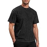 Mens Acid Wash T-Shirt Oversized Unisex Cotton Vintage Tees Short Sleeves Casual Shirt for Men