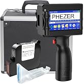 Phezer 1inch/25.4mm Handheld Inkjet Printer P15-1 | with 72ml Quick Dry Ink Cartridge PS120 and Suitcase, Portable Printer Gun for Text/Barcode/Logo/QRCode/Counter/Batch NO/Date
