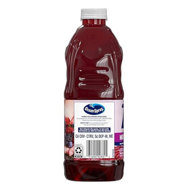 OCEAN SPRAY® ZERO SUGAR MIXED BERRY JUICE DRINK, CRANBERRY JUICE DRINK SWEETENED WITH STEVIA, 64 FL OZ BOTTLE