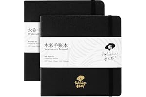 Paul Rubens Square Watercolor Journal2 Pack 40 Sheets, 100% Cotton Acid-Free Hot Press Watercolor Sketchbook 5.91 * 5.91 Inch