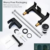 Peppermint Matte Black Waterfall Bath Basin Mixer Taps Set Deck Mount Pop-up view 9