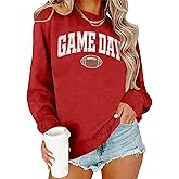 Ithalt Game Day Sweatshirt Women Cute Football Graphic Pullover Shirt Football Season Long Sleeve Tops