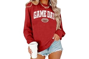 Ithalt Game Day Sweatshirt Women Cute Football Graphic Pullover Shirt Football Season Long Sleeve Tops