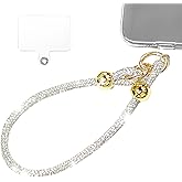 CCSmall Luxury Diamond Phone Wrist Strap, Detachable Lanyard Hands-Free Anti Theft Phone Charm for Women Girl with Full Rhinestone Bling Glitter Keychain for iPhone Samsung Xiaomi Moto HL Silver