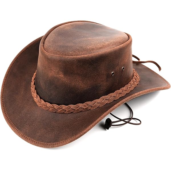 Cowboy Hats for Men and Women, Western Leather Outback Wide  display picture 1