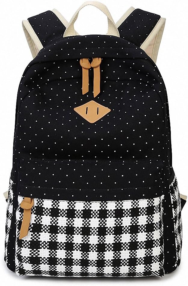 Vintage Canvas Women Backpack Cute School Bags Schoolbag For Teenagers Girls Dot Printing Backbag Laptop Bagpack Mochila