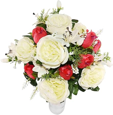 Herran Bouquet Di Rose Mazzo Di Gypsophila Di Giglio Fiore Artificiale Decorazioni Da Tavola Per L Home Office Per Feste In Giardino Amazon It Casa E Cucina
