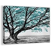 Teal Rustic Bathroom Decor for the Home Bedroom Black and White Tree Pictures Country Kitchen Wall Decor Modern Wall Decor Canvas Framed Wall Art Landscape Artwork for Walls Wall Decoration Size 12x16