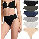 BAMBOO COOL Women's Thongs Seamless Moisture-Wicking Breathable Underwear Stretchy Panties Tagless 6 Pack