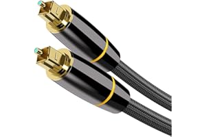 DIGITCONVERT TOSLINK Cable, Optical Audio Cable (6.6 Feet/2 Meter), Digital Fiber Optic Cable for Soundbars, TV, PS4, Xbox, Home Theater, Stereo Audio System - Black