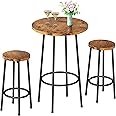 Hooseng Bar Table Set, Pub High Table Set, Counter Dining Table with 2 Stools, 3 Piece Kitchen Table Set Breakfast Bar Table for 2 Ideal for Kitchen, Living Room (23'')