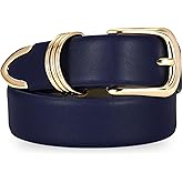 RISANTRY Women's Leather Belts with Gold Buckle Fashion Leather Waist Belt Elegant Ladies Belts for Jeans Gifts for Women
