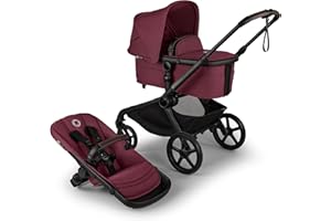 Bugaboo Kangaroo All-Terrain Single-to-Double Tandem Stroller for Infant and Toddler, for Up to Three Kids, XL Wheels, One-Hand Operation, Large Bassinet, XL Underseat Storage (Dark Cherry)